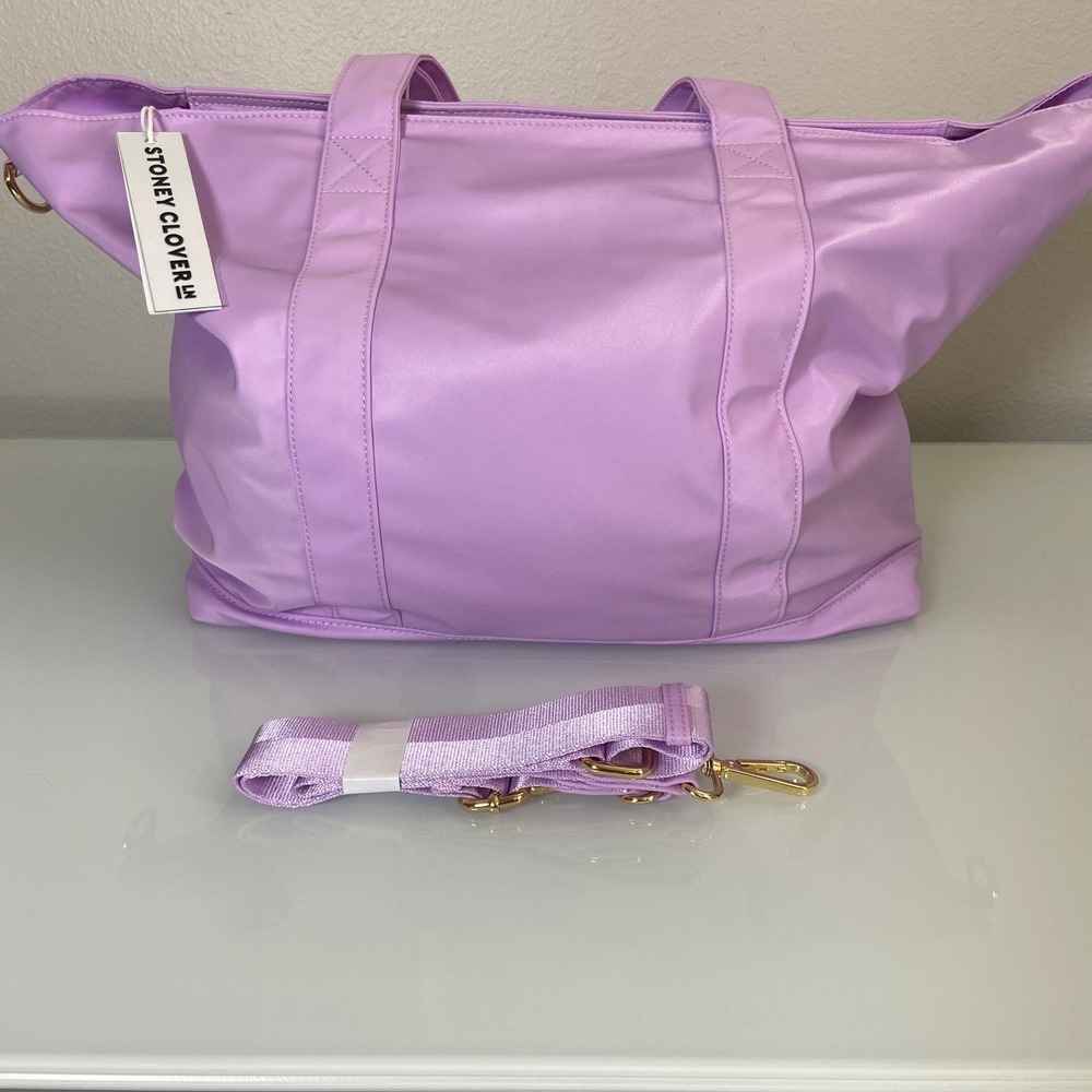 Stoney Clover Lane Womens Grape Purple Nylon Everyday Tote Bag NEW Gold Hardware